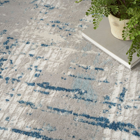 Nourison Quarry Qua01 Ivory Grey Blue Rug - Nourison - 99446908315