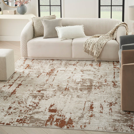 Nourison Quarry Qua01 Ivory Rust Rug - Nourison - 99446924049