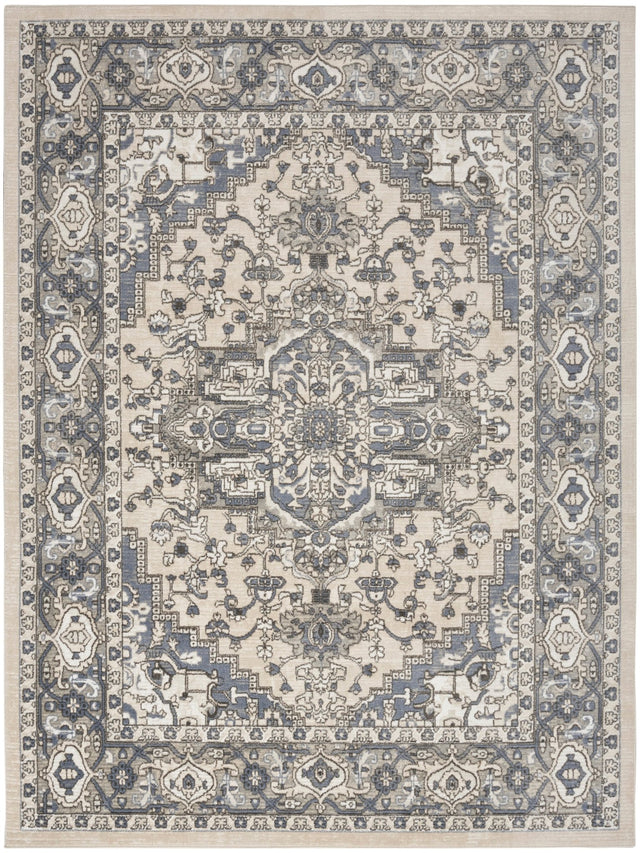 Nourison Quarry Qua05 Ivory Blue Rug - Nourison - 99446924131