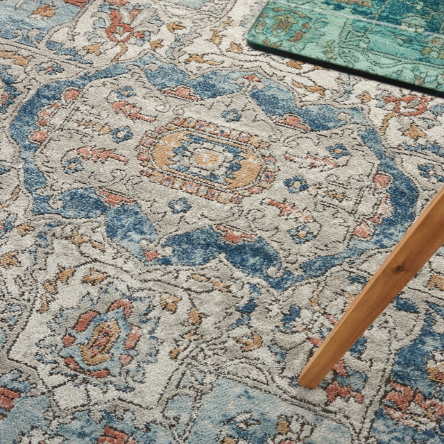 Nourison Quarry Qua11 Ivory Blue Rugs - Nourison - 99446819826