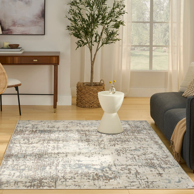 Nourison Quarry QUA17 Machine Made Ivory, Beige Rug