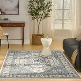 Nourison Quarry QUA18 Machine Made Ivory, Navy Rug