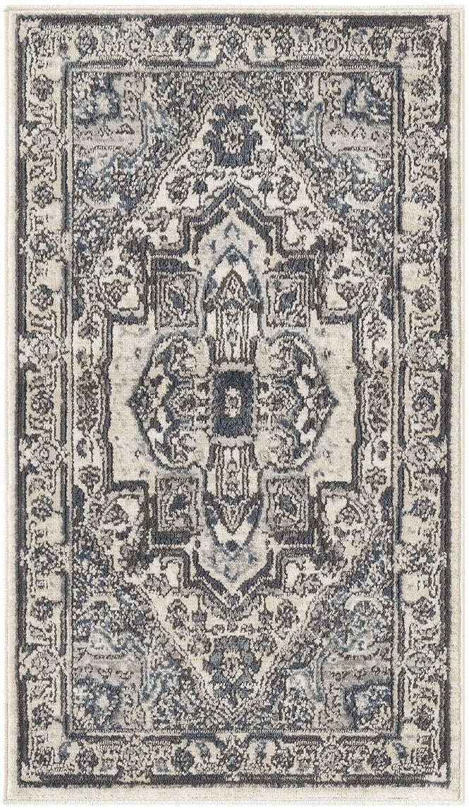 Nourison Quarry QUA18 Machine Made Ivory, Navy Rug