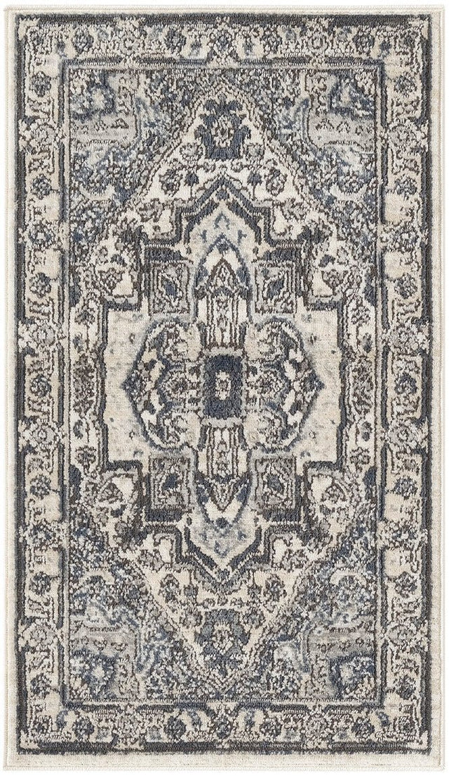 Nourison Quarry QUA18 Machine Made Ivory, Navy Rug