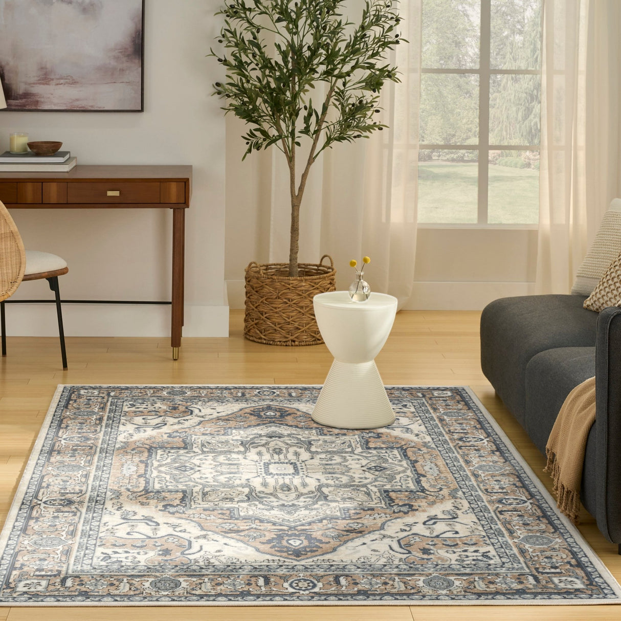 Nourison Quarry QUA18 Machine Made Ivory, Taupe Rug