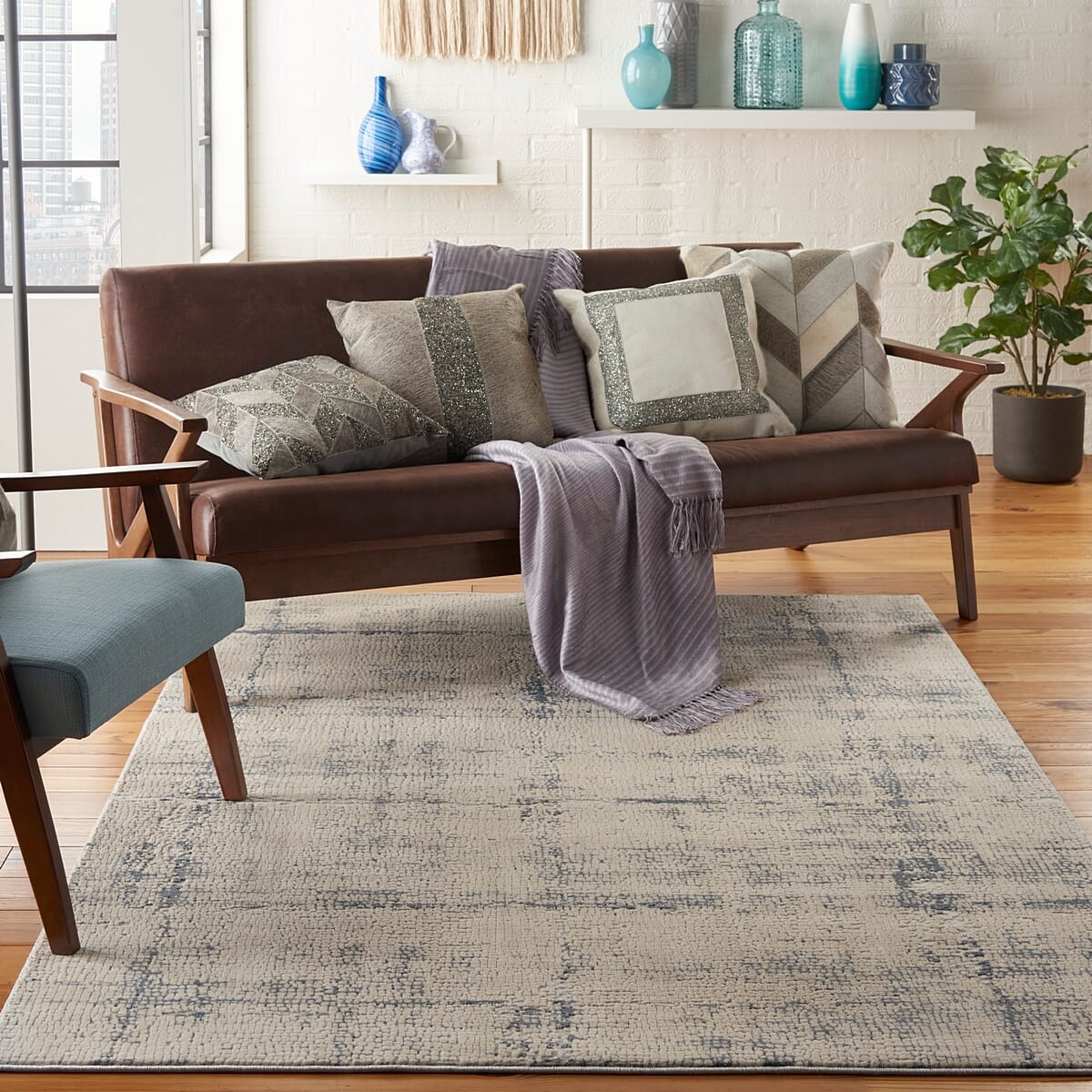 Nourison Rustic Textures Rus06 Ivory / Blue Rugs - Nourison - 99446476319