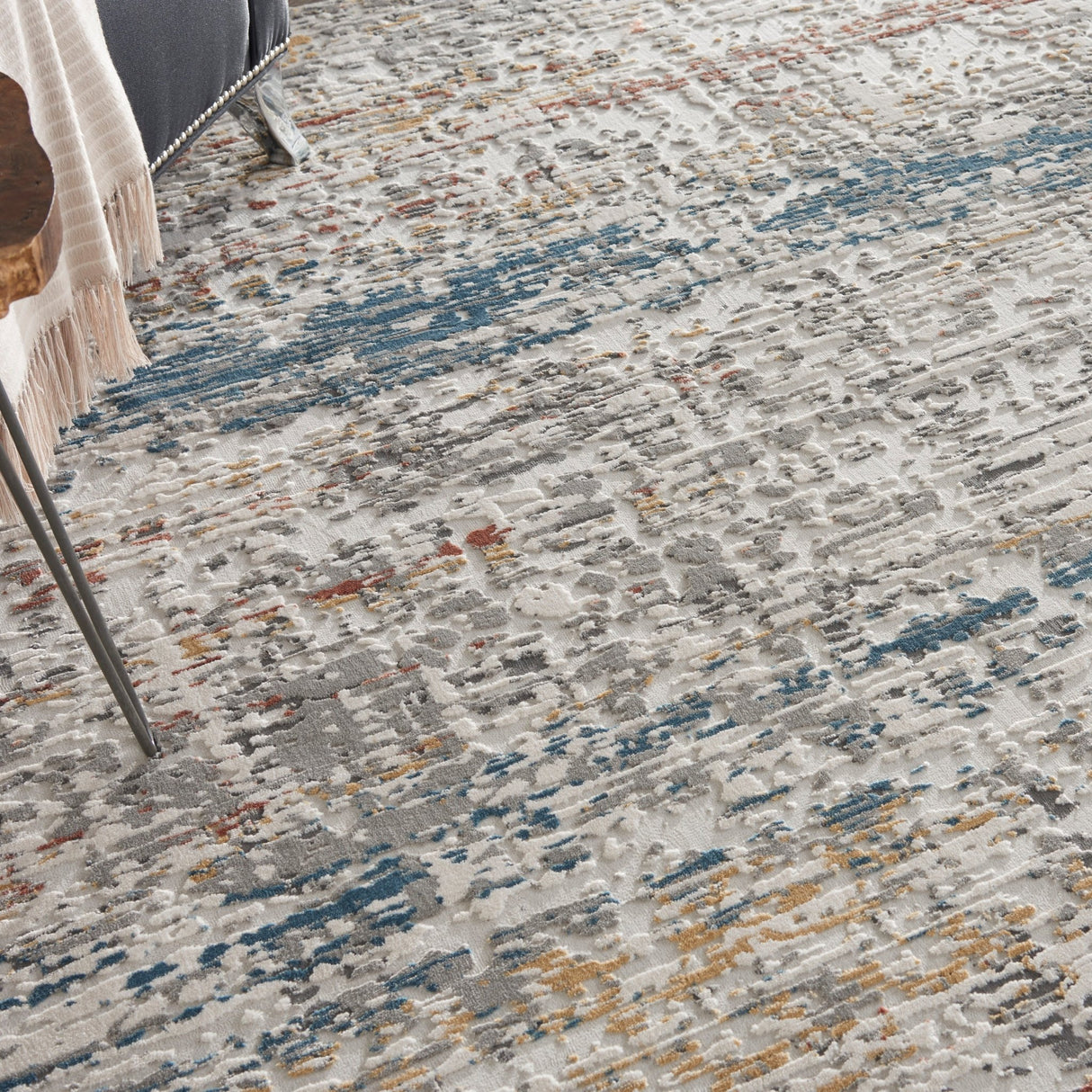 Nourison Rustic Textures Rus14 Light Grey Multi Rugs - Nourison - 99446835833