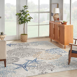 Nourison Seaside Sds04 Ivory Grey Blue Rug - Nourison - 99446167002