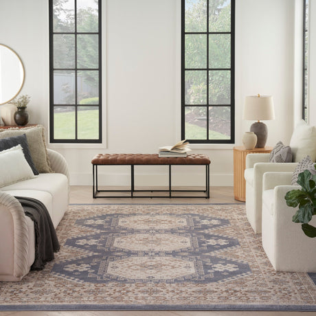 Nourison Serenity Home Srh01 Ivory Blue Rug - Nourison - 99446918246