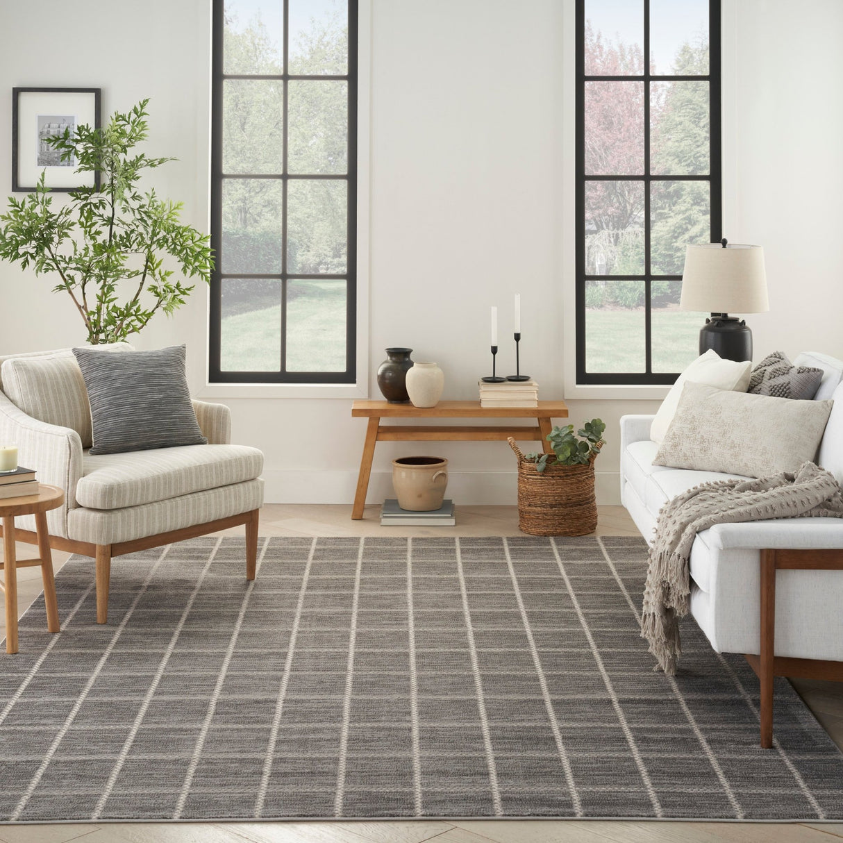 Nourison Serenity Home Srh05 Grey Ivory Rug - Nourison - 99446918680