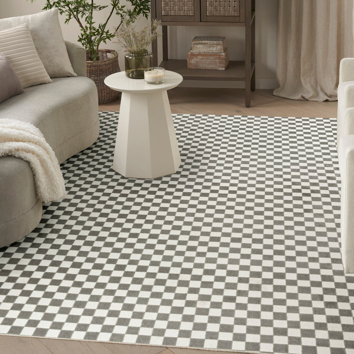 Nourison Serenity Home SRH09 Ivory Grey Contemporary Area Rugs