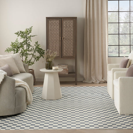 Nourison Serenity Home SRH10 Ivory Blue Contemporary Area Rugs - 841491136553
