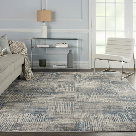 Nourison Solace Sla03 Ivory/Grey/Blue Rugs - Nourison - 99446756893