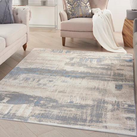 Nourison Solace Sla07 Ivory/Grey/Blue Rug - Nourison - 99446857576