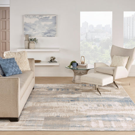 Nourison Solace Sla08 Ivory/Grey/Blue Rug - Nourison - 99446857620