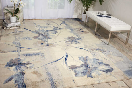 Nourison Somerset St18 Ivory Blue Rugs - Nourison - 31189