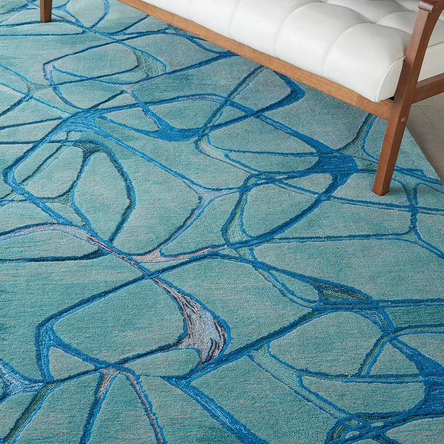 Nourison Symmetry Smm05 Aqua Blue Rugs - Nourison - 99446495815