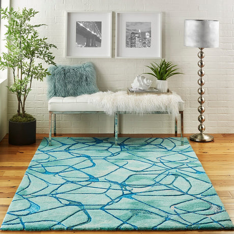 Nourison Symmetry Smm05 Aqua Blue Rugs - Nourison - 99446495815