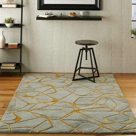 Nourison Symmetry Smm05 Grey / Yellow Rugs - Nourison - 99446495914