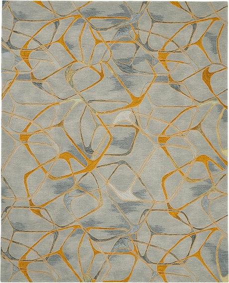 Nourison Symmetry Smm05 Grey / Yellow Rugs - Nourison - 99446495914