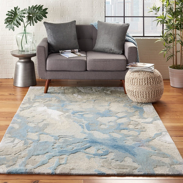 Nourison Symmetry Smm07 Light Blue / Ivory Rugs - Nourison - 99446496003