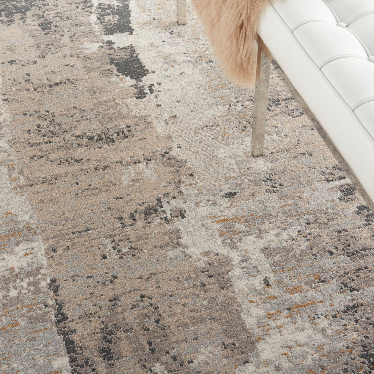 Nourison Tangra Tnr05 Cream Grey Rugs - Nourison - 99446783097