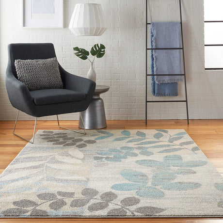 Nourison Tranquil Tra01 Ivory / Light Blue Rugs - Nourison - 99446483454