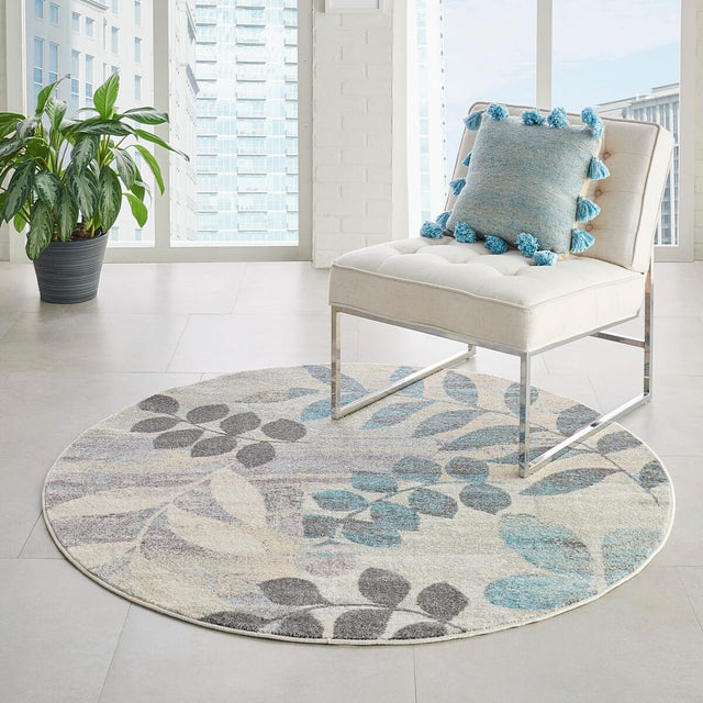 Nourison Tranquil Tra01 Ivory / Light Blue Rugs - Nourison - 99446483577