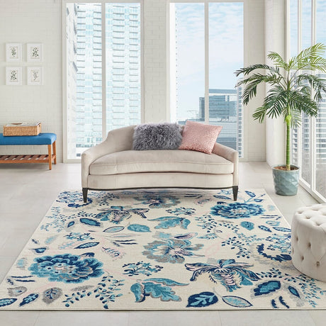 Nourison Tranquil Tra02 Ivory / Light Blue Rugs - Nourison - 99446483744