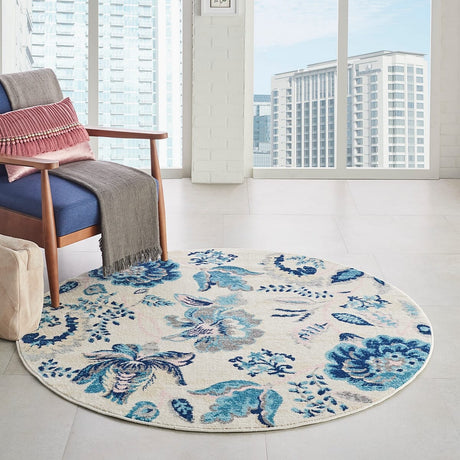 Nourison Tranquil Tra02 Ivory / Light Blue Rugs - Nourison - 99446483812