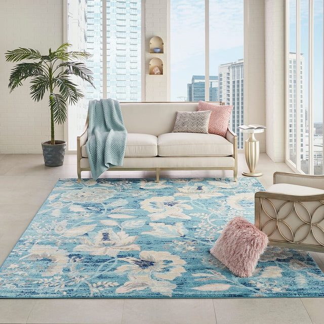 Nourison Tranquil Tra02 Turquoise Rugs - Nourison - 99446483843