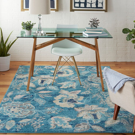 Nourison Tranquil Tra02 Turquoise Rugs - Nourison - 99446483843