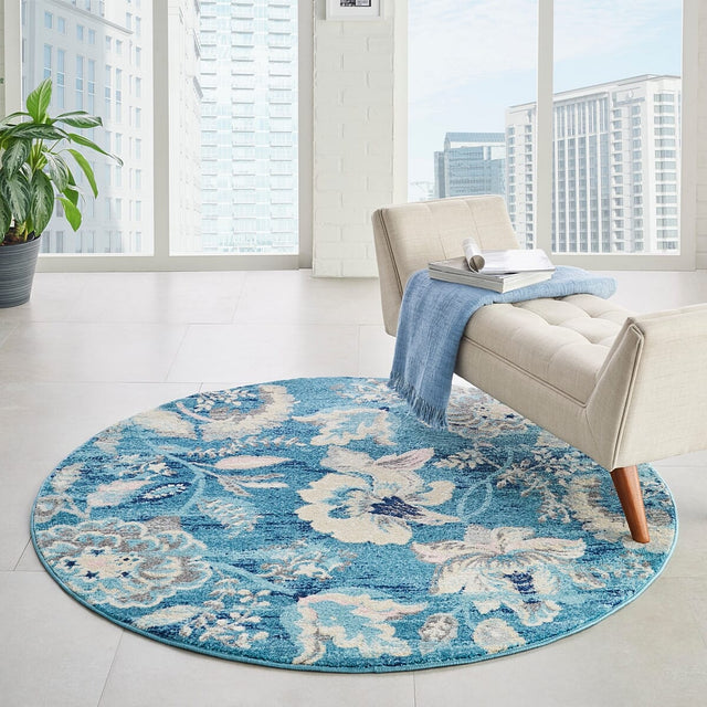 Nourison Tranquil Tra02 Turquoise Rugs - Nourison - 99446483959