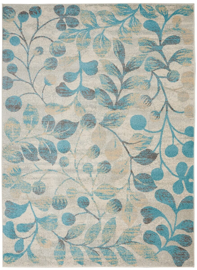 Nourison Tranquil Tra03 Ivory / Turquoise Rugs - Nourison - 99446484208