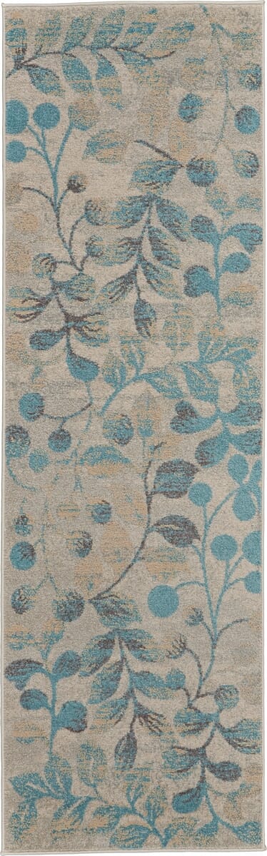 Nourison Tranquil Tra03 Ivory / Turquoise Rugs - Nourison - 99446484215