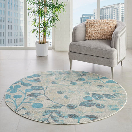 Nourison Tranquil Tra03 Ivory / Turquoise Rugs - Nourison - 99446484376