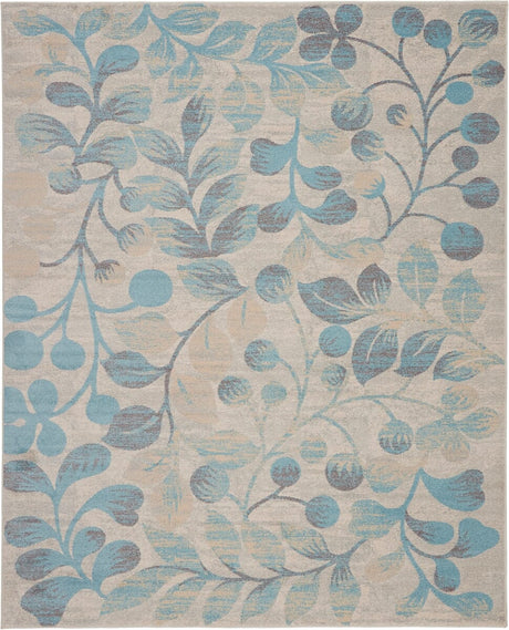 Nourison Tranquil Tra03 Ivory / Turquoise Rugs - Nourison - 99446484376