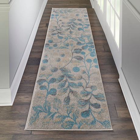 Nourison Tranquil Tra03 Ivory / Turquoise Rugs - Nourison - 99446484376