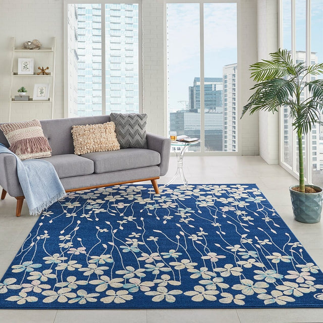 Nourison Tranquil Tra04 Navy Rugs - Nourison - 99446484383