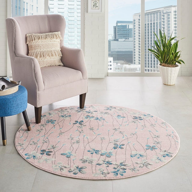 Nourison Tranquil Tra04 Pink Rugs - Nourison - 99446484765