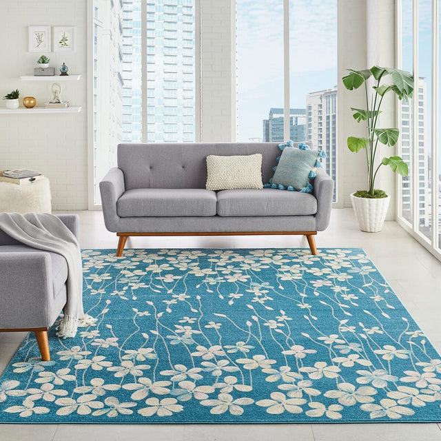 Nourison Tranquil Tra04 Turquoise Rugs - Nourison - 99446484901