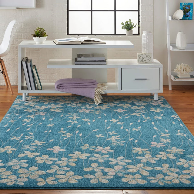 Nourison Tranquil Tra04 Turquoise Rugs - Nourison - 99446484901