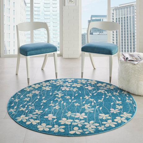 Nourison Tranquil Tra04 Turquoise Rugs - Nourison - 99446485007