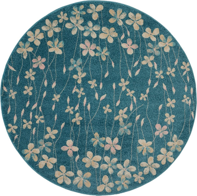 Nourison Tranquil Tra04 Turquoise Rugs - Nourison - 99446485007