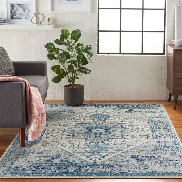 Nourison Tranquil Tra06 Ivory / Light Blue Rugs - Nourison - 99446485502