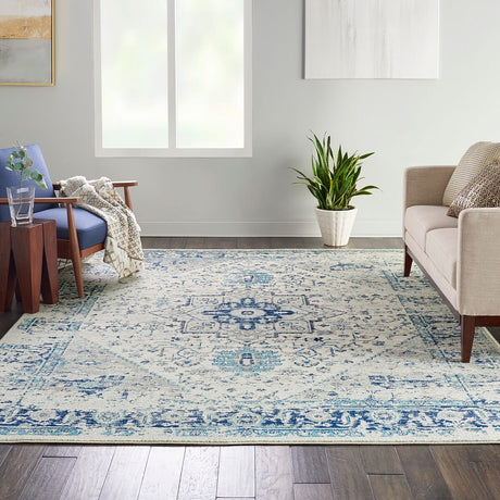 Nourison Tranquil Tra06 Ivory / Light Blue Rugs - Nourison - 99446485502