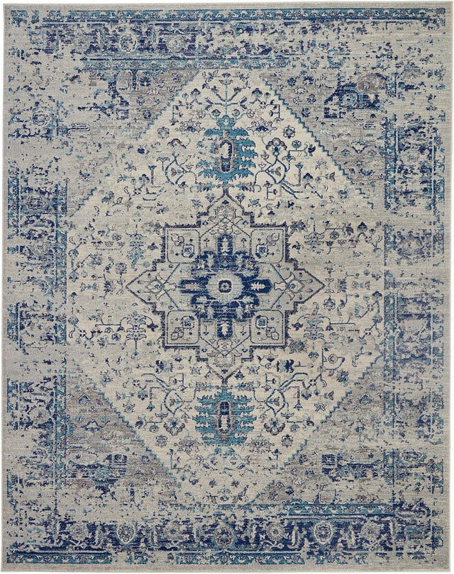 Nourison Tranquil Tra06 Ivory / Light Blue Rugs - Nourison - 99446808486