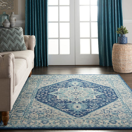 Nourison Tranquil Tra06 Ivory / Navy Rugs - Nourison - 99446485243