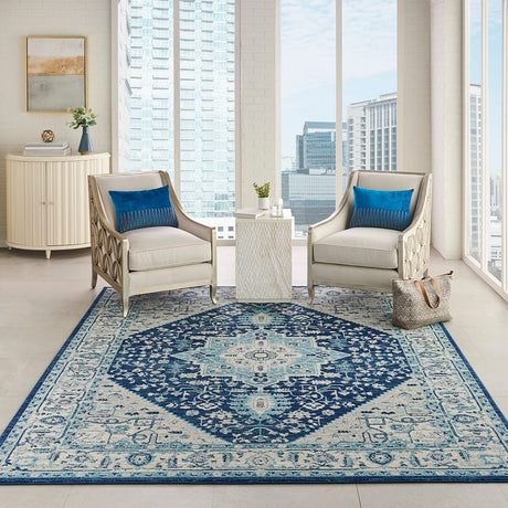 Nourison Tranquil Tra06 Ivory / Navy Rugs - Nourison - 99446485243