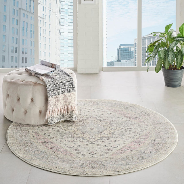 Nourison Tranquil Tra06 Ivory / Pink Rugs - Nourison - 99446485496